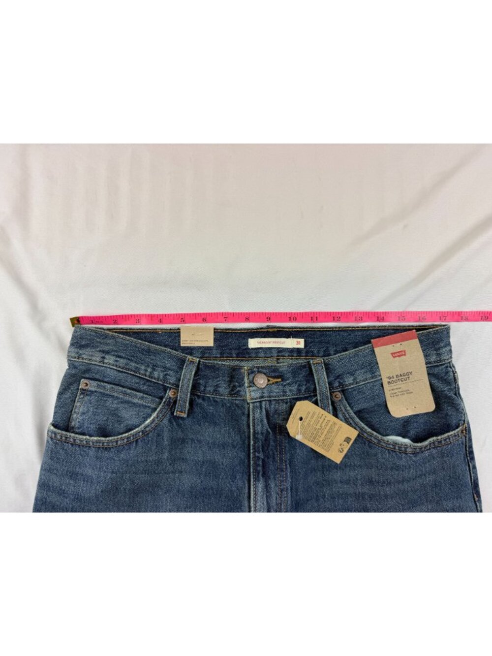 NWT Levis 94 Baggy Bootcut Jeans Womens 31 Blue Denim Mid Rise Irregular 31 Inse - Picture 10 of 13